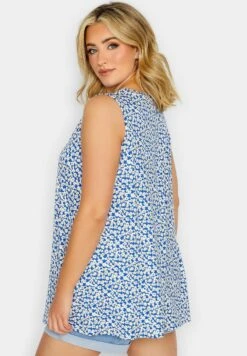 Floral Print Pleat Front - Top - Baby Blue -Winkel Voor Damesmode 02fb4ba38cdd46778f46d304cf673029