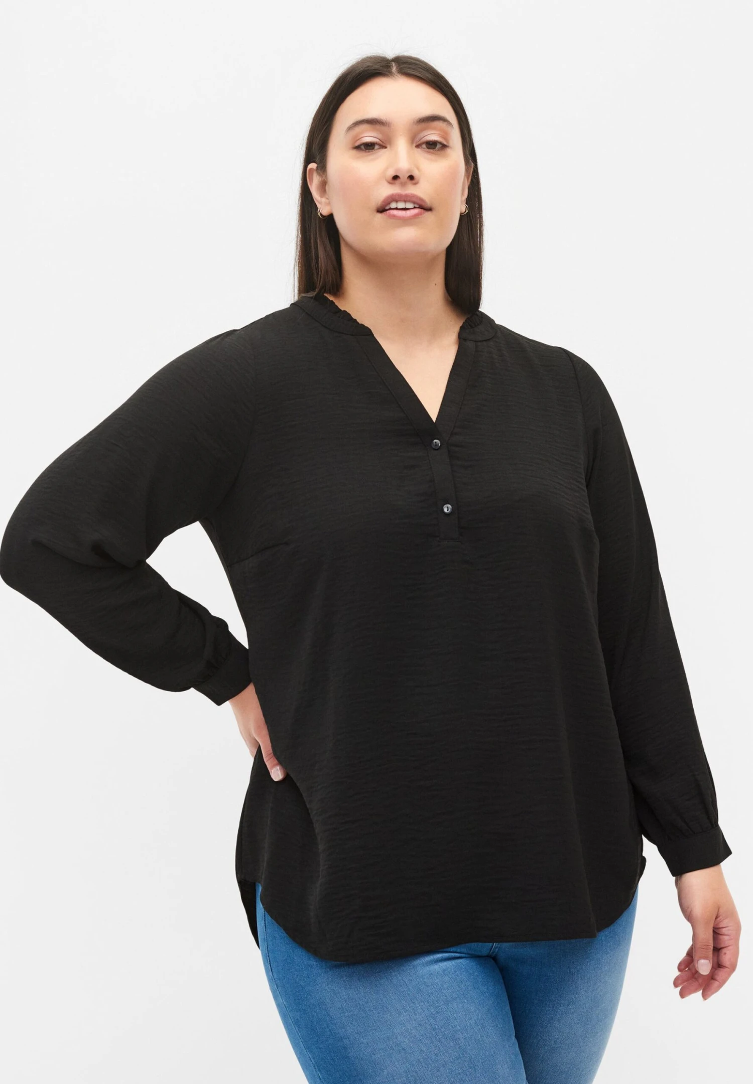 Zizzi Long Sleeved - Blouse - Black 3 Zizzi Long Sleeved - Blouse - Black