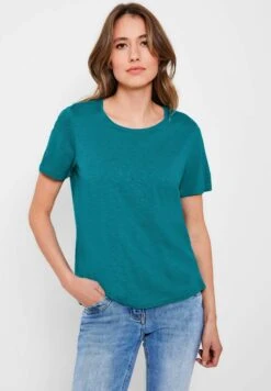 Cecil In Unifarbe - T-Shirt Basic - Blau