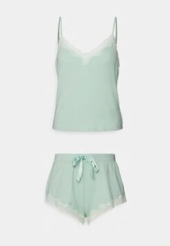 Hunkemöller Pj Rib Lace - Pyjama - Green -Winkel Voor Damesmode 17a3bd332fbb4f618abe912a251bc99f
