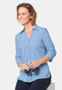 GOLDNER Stretchbequeme - Overhemdblouse - Bleu -Winkel Voor Damesmode 1ee3a6b0a4fc4f698d89834074f93343