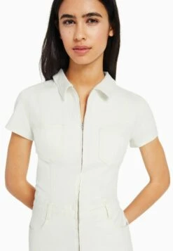 BERSHKA Zip - Jumpsuit - Beige -Winkel Voor Damesmode 2183769f027444bcaf71821c85b7e193