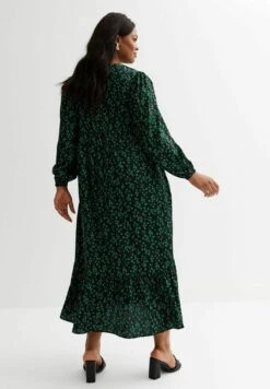 Curves Ditsy V Neck Long Sleeve Twist Front Midi- Jurk - Green Pattern 6 Curves Ditsy V Neck Long Sleeve Twist Front Midi- Jurk - Green Pattern -Winkel Voor Damesmode 22e64419baf348359748583fec085223
