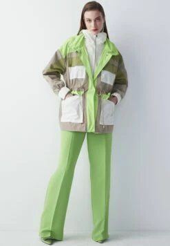 Ipekyol Relaxed Fit Colorblock Adjustable Waist Coat - Parka - Green -Winkel Voor Damesmode 3301f8acc640413ba23747b3f629c9cb
