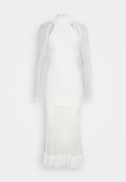 HERVE LEGER Sheer Fluted Stripe Midi Dress - Gebreide Jurk - Alabaster -Winkel Voor Damesmode 3de9c72459634cf39fe8c7a257ab619d