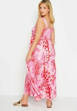 Animal Markings Shirred- Maxi-Jurk - Pink -Winkel Voor Damesmode 43720812be6a4abfb9f1f9ff16a37910