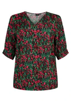 Zizzi Mit Knöpfen - Blouse - Black W Pink Flower -Winkel Voor Damesmode 46c980a33c2546d0af682231eba7842e
