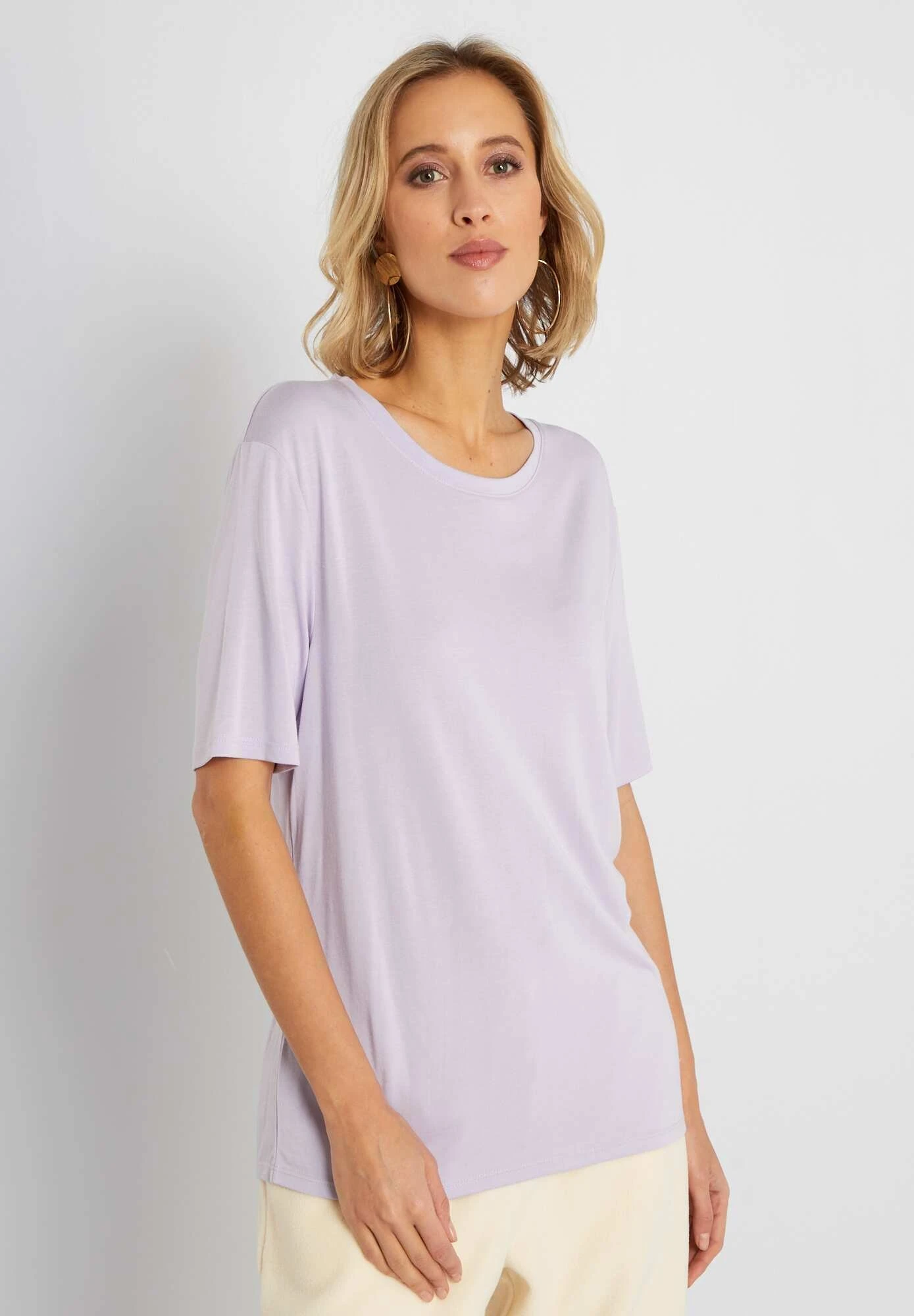 Plain Stretch- T-Shirt Basic - Lilas 3 Plain Stretch- T-Shirt Basic - Lilas