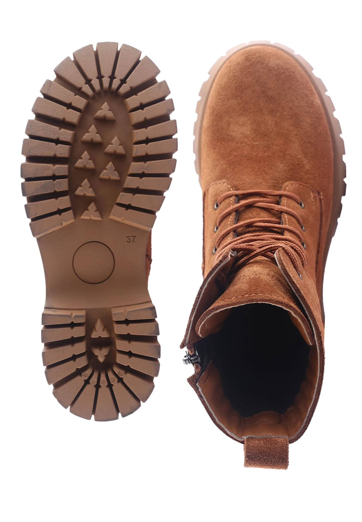 Hangrem - Enkellaarsjes Met Plateauzool - Tan 6 Hangrem - Enkellaarsjes Met Plateauzool - Tan - Afbeelding 4