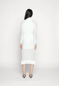 HERVE LEGER Sheer Fluted Stripe Midi Dress - Gebreide Jurk - Alabaster -Winkel Voor Damesmode 501ea64f75054b779d606b237e77bccd