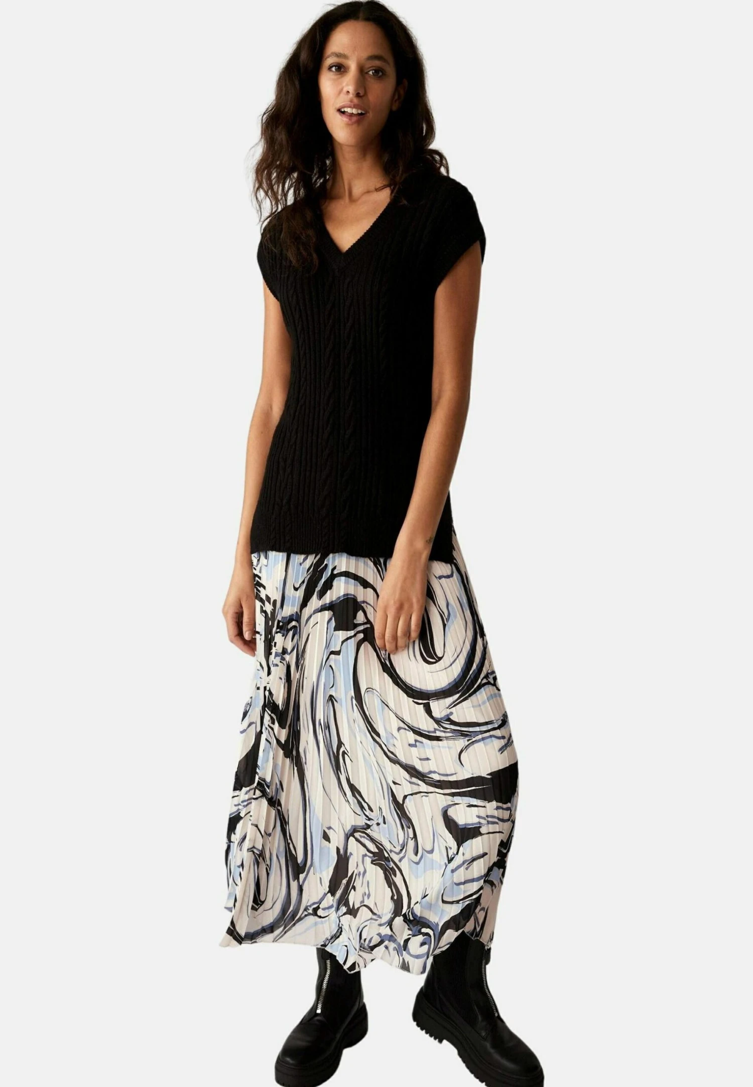 Marks & Spencer Marble Print Pleated- Maxirok - Ivory Mix 3 Marks & Spencer Marble Print Pleated- Maxirok - Ivory Mix