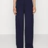 Petite Tailored Wide Leg Trouser - Broek - Dark Blue -Winkel Voor Damesmode 51ce3ce279a34474bdb440f028190d70