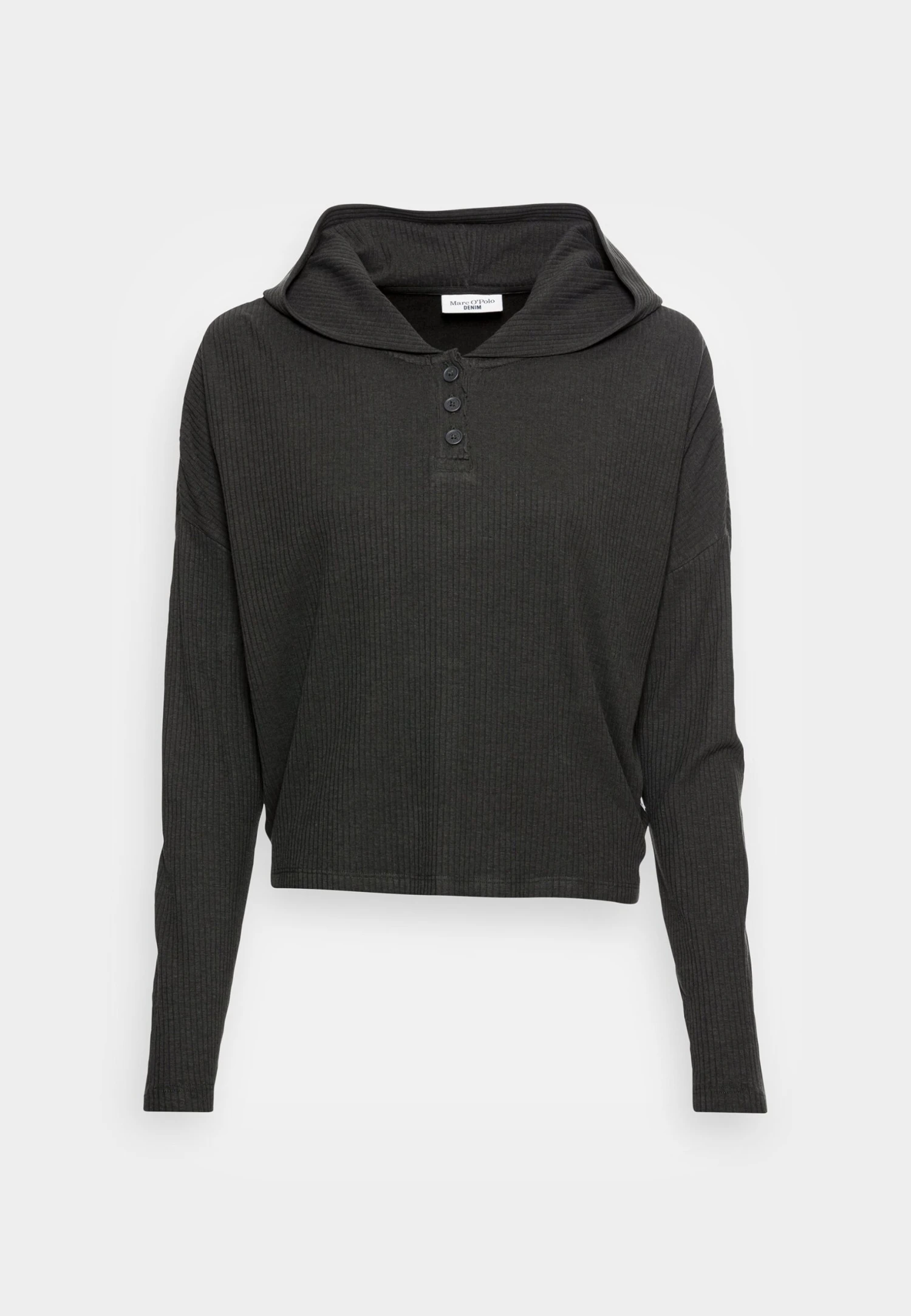 Marc O'Polo DENIM Longsleeve With Button Placket, Boxy, Cropped - Longsleeve - Midnight Emerald 6 Marc O'Polo DENIM Longsleeve With Button Placket, Boxy, Cropped - Longsleeve - Midnight Emerald - Afbeelding 4