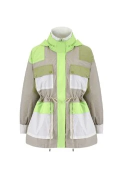 Ipekyol Relaxed Fit Colorblock Adjustable Waist Coat - Parka - Green -Winkel Voor Damesmode 6034cee586cd4ad18da400a7ee933baf