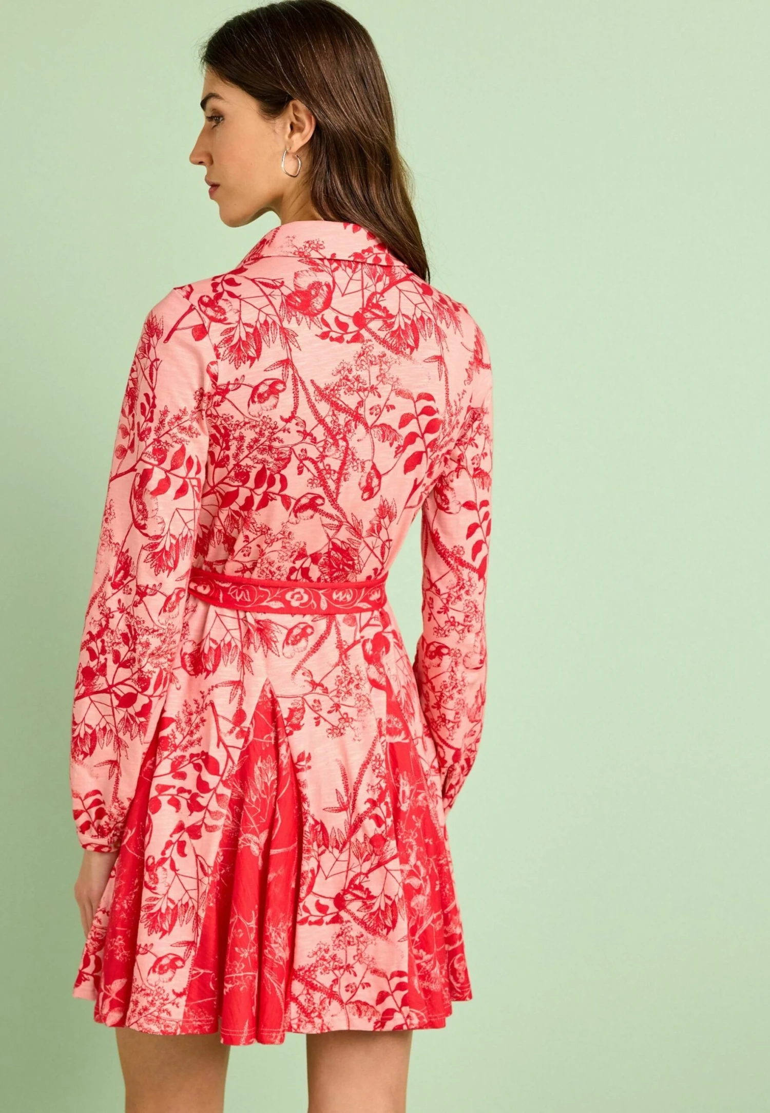 Next Long Sleeve Belted Standard - Blousejurk - Pink Red Botanical 4 Next Long Sleeve Belted Standard - Blousejurk - Pink Red Botanical - Afbeelding 2