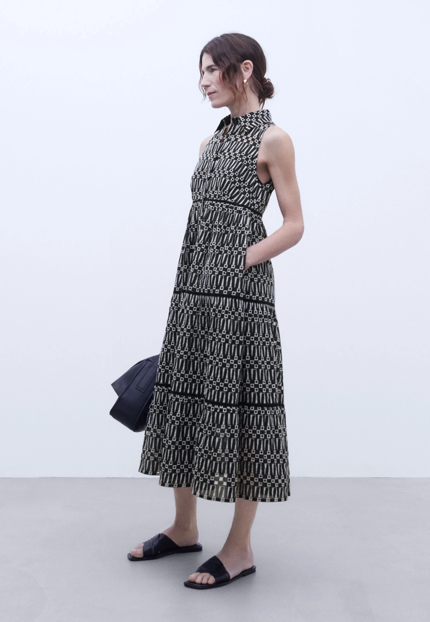 ADOLFO DOMINGUEZ Blousejurk - Black And White 4 ADOLFO DOMINGUEZ Blousejurk - Black And White - Afbeelding 2