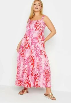 Animal Markings Shirred- Maxi-Jurk - Pink -Winkel Voor Damesmode b18f56e49be0440d996874f133704c9a