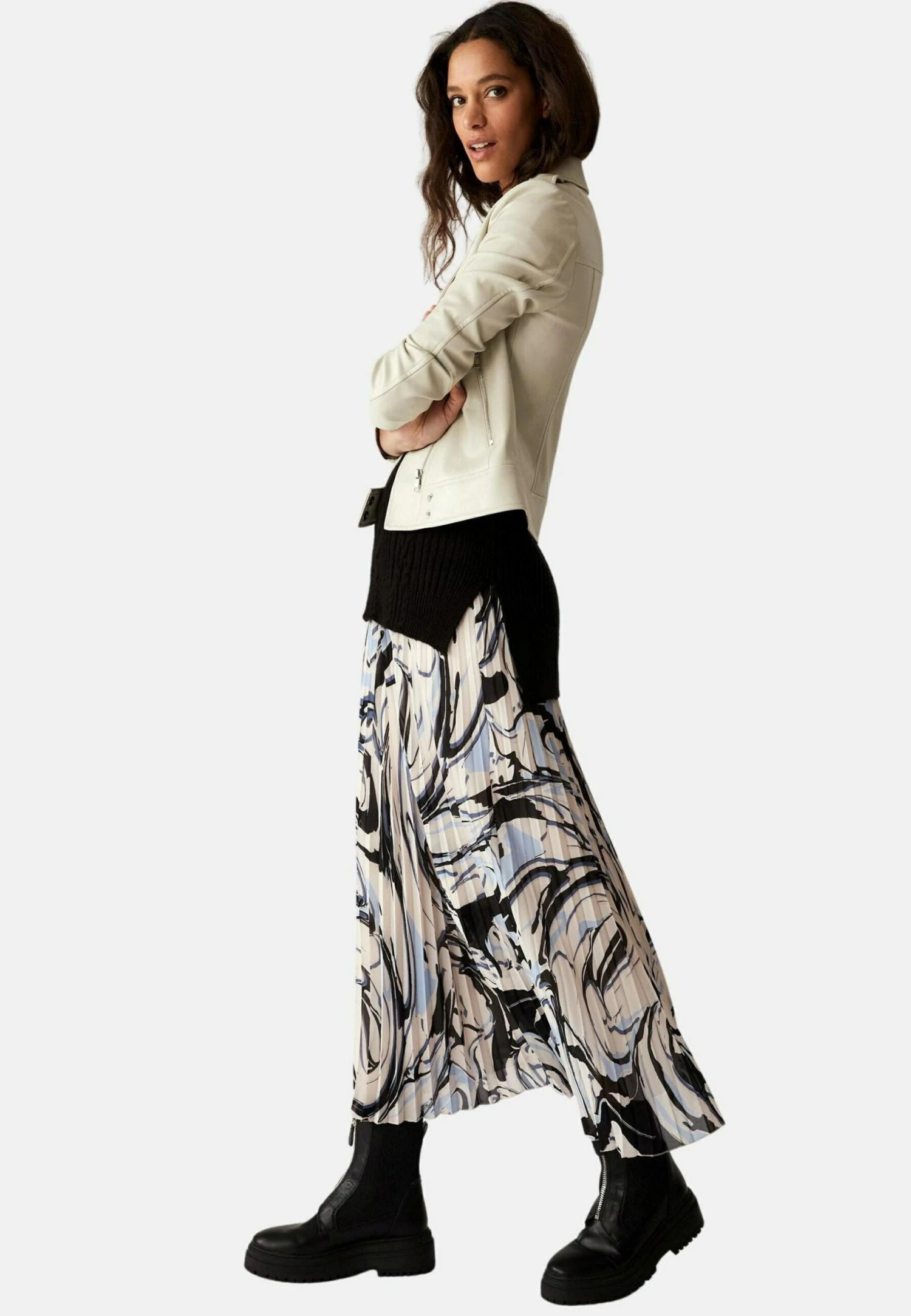 Marks & Spencer Marble Print Pleated- Maxirok - Ivory Mix 5 Marks & Spencer Marble Print Pleated- Maxirok - Ivory Mix - Afbeelding 3