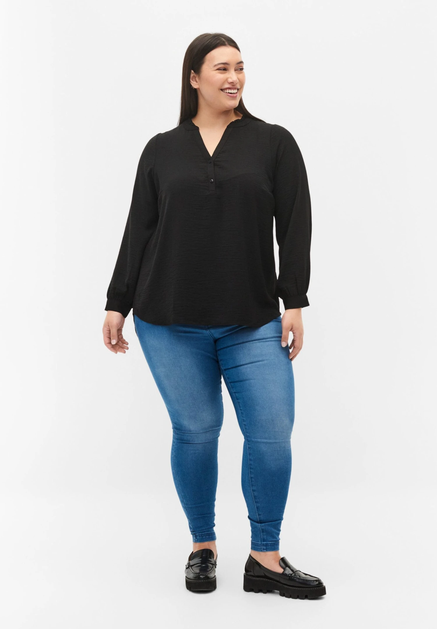 Zizzi Long Sleeved - Blouse - Black 4 Zizzi Long Sleeved - Blouse - Black - Afbeelding 2