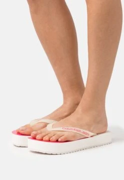 Calvin Klein Jeans Beach Flatform - Teensandalen - Ancient White/Raspberry Sorbet