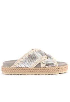 Bestsellers 15 Mou Rope Bio In Pelle Silver Con Ricamo - Muiltjes - Argento