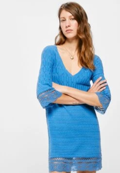 Springfield Short Structured - Gebreide Jurk - Dark Blue