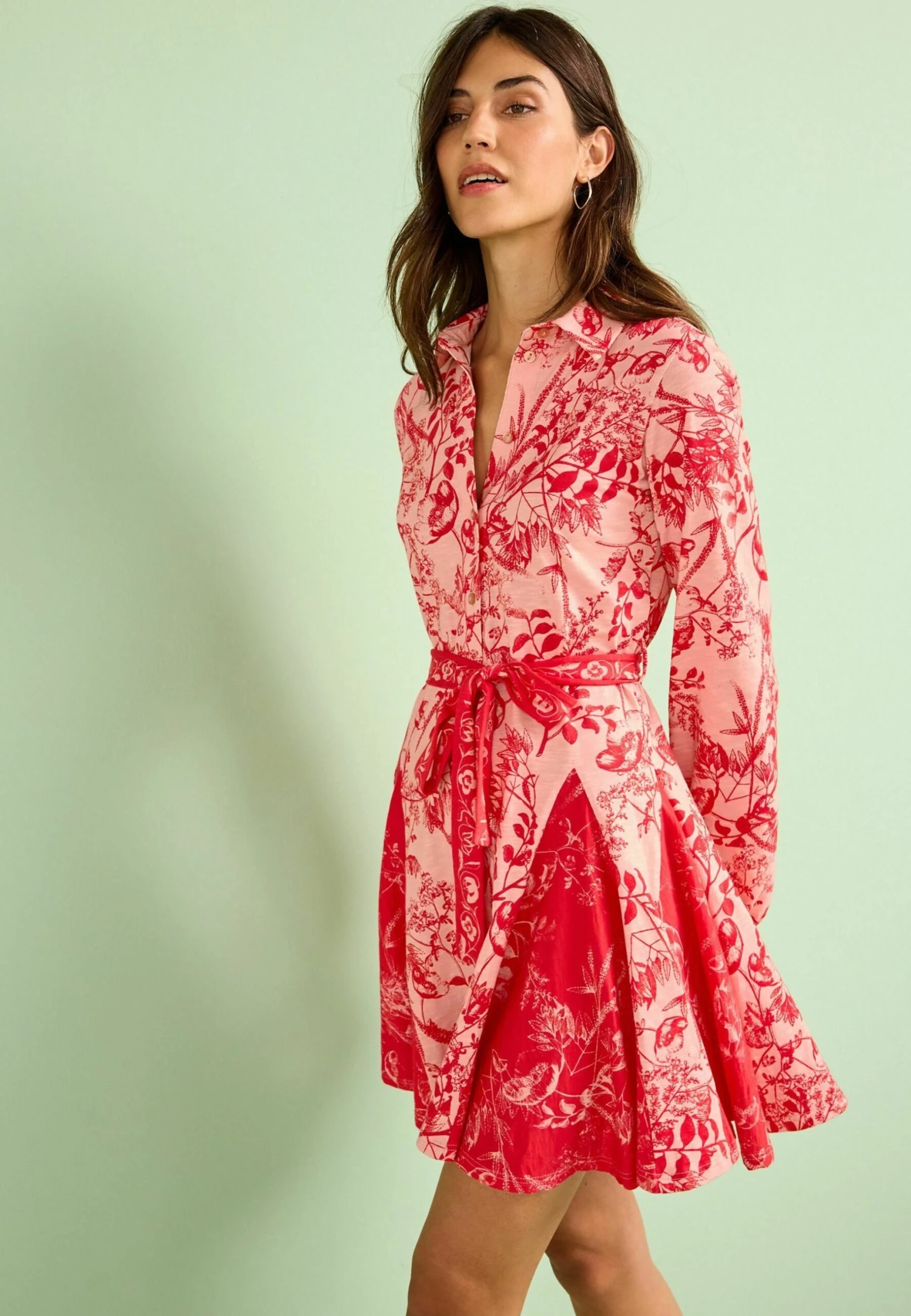 Next Long Sleeve Belted Standard - Blousejurk - Pink Red Botanical 6 Next Long Sleeve Belted Standard - Blousejurk - Pink Red Botanical - Afbeelding 4