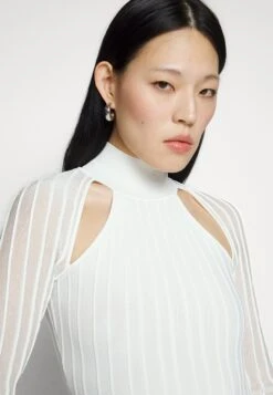 HERVE LEGER Sheer Fluted Stripe Midi Dress - Gebreide Jurk - Alabaster -Winkel Voor Damesmode df923ccdf0f340b180082c31f0f766c1