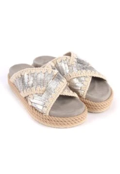 Mou Rope Bio In Pelle Silver Con Ricamo - Muiltjes - Argento 8 Mou Rope Bio In Pelle Silver Con Ricamo - Muiltjes - Argento -Winkel Voor Damesmode e3303319d618443aaf8b43e7d6f35841