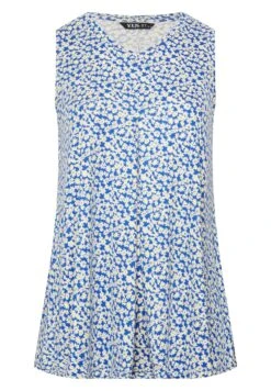 Floral Print Pleat Front - Top - Baby Blue -Winkel Voor Damesmode e51c63197ae545b7911c249e0e11e5d4