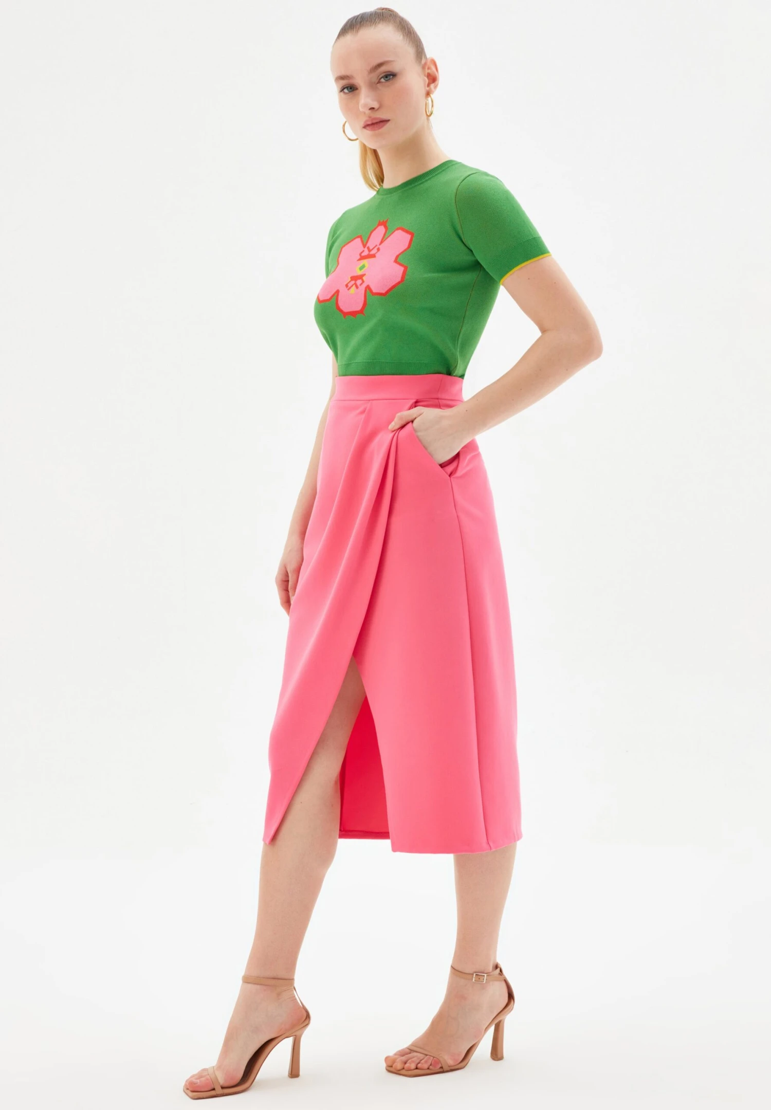 Asymmetrical - Wikkelrok - Pink 7 Asymmetrical - Wikkelrok - Pink - Afbeelding 5