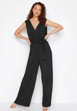 Tall Pleated Wrap- Jumpsuit - Black