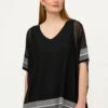 Ulla Popken Bordüre Doppellagig V-Ausschnitt Halbarm - Blouse - Schwarz -Winkel Voor Damesmode f31c154741484d32922bc7b416301e9c
