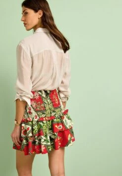 Next Shirred Standard - A-Lijn Rok - Red/Green/Botantical -Winkel Voor Damesmode f39dc8b8aeab45ecbb8374952ffdd328