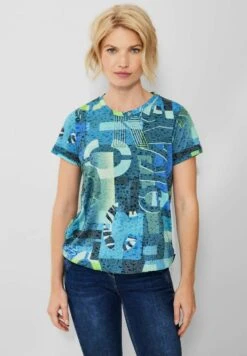 Cecil Mit Alloverprint - T-Shirt Print - Blau